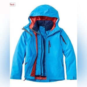 LL Bean Kids’ Pathfinder 3 in 1 Waterproof Jacket, size 8 (S).